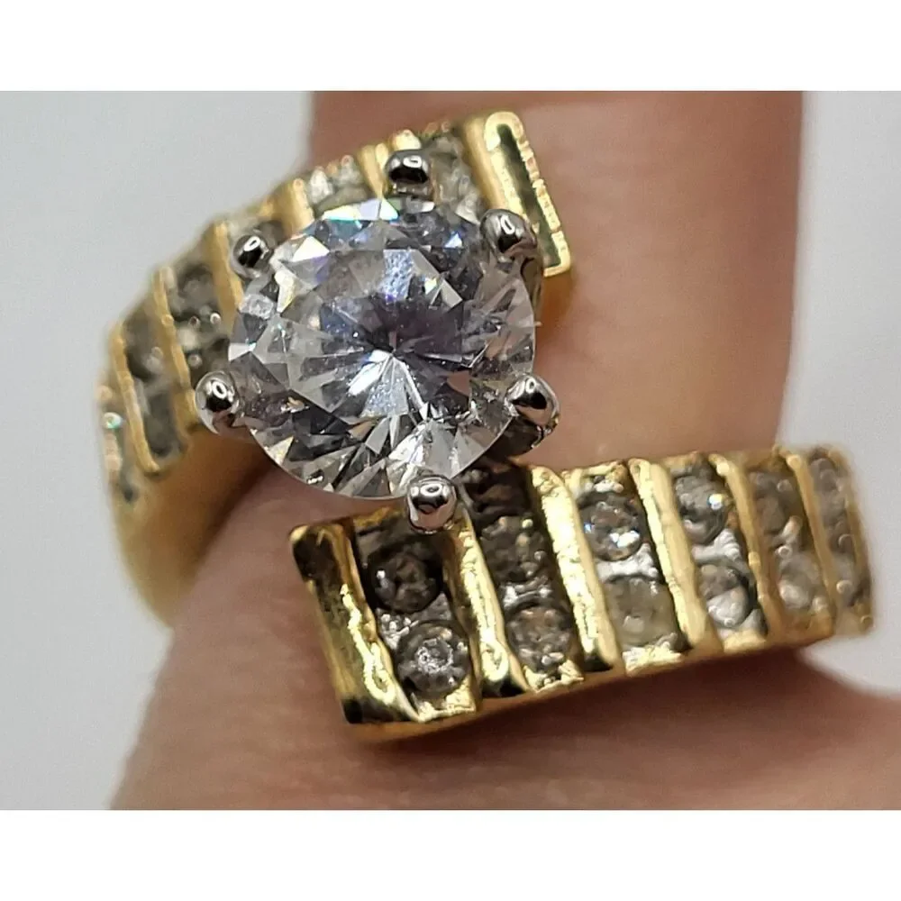 VIntage 18K HGE Solitaire Wrap Ring Size 6